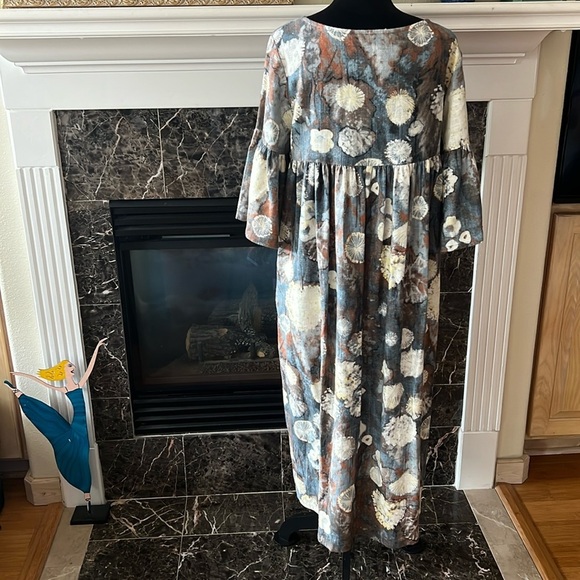 Bryn Walker 100% Linen Lagenlook long midi mustard yellow dress Size Sz small - Picture 2 of 9